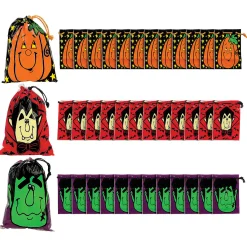 5 1/2" X 7 1/2" Large Halloween Plastic Drawstring Treat Bags - 36 Pc.
