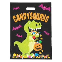12 1/2" X 17" Bulk 50 Pc. Candysaurus Trick-Or-Treat Plastic Goody Bags