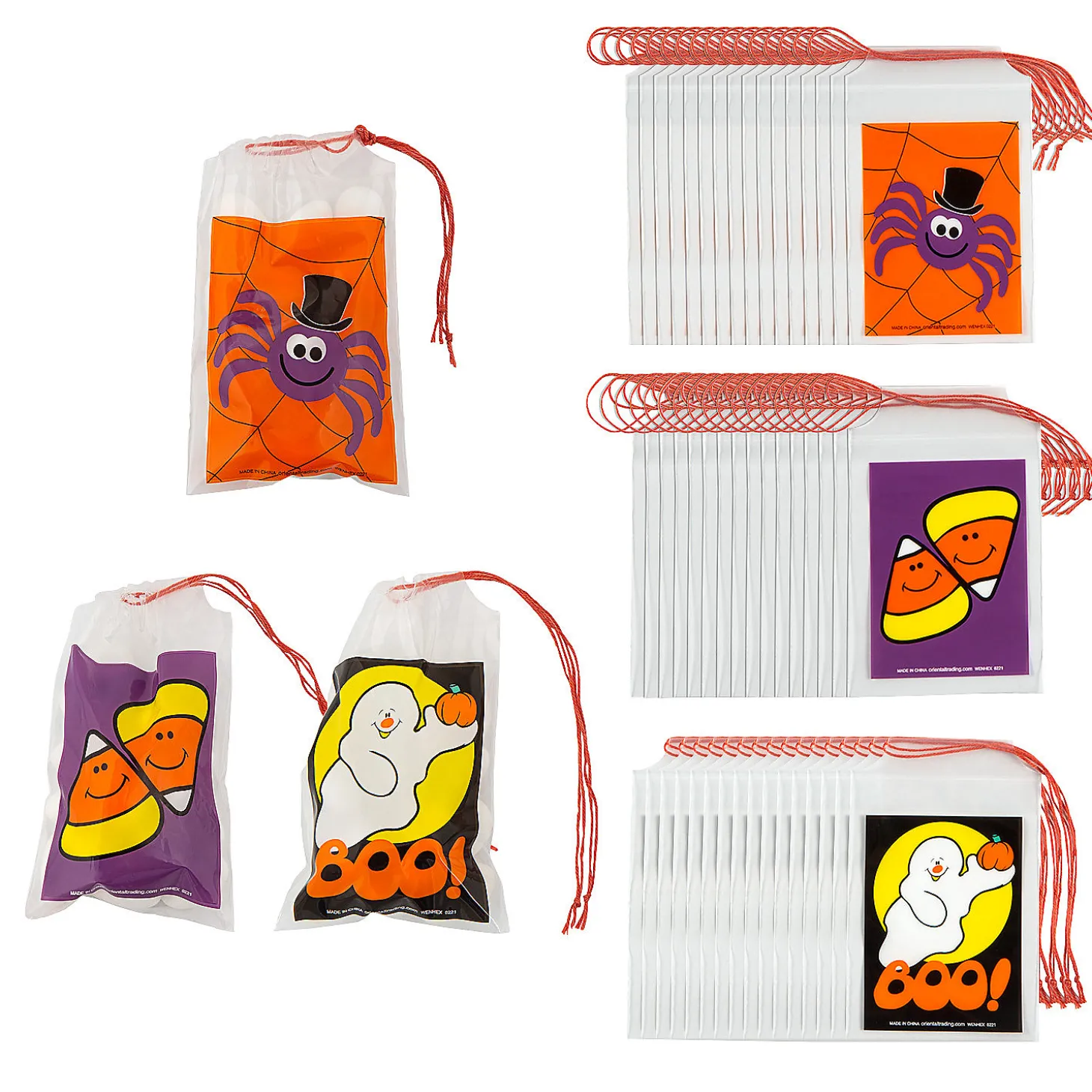 2 3/4" X 4" Bulk 144 Pc. Mini Halloween Plastic Drawstring Treat Bags