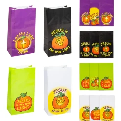 5 1/4" X 10" Christian Pumpkin Treat Bags - 12 Pc.
