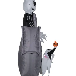 60" Blow Up Inflatable Nightmare Before Christmas Jack Skellington & Zero With House Outdoor Halloween Yard Decoration