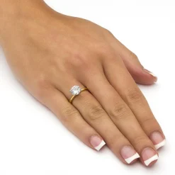 2.00 Carat Cz Solitaire Ring Gold-Plated