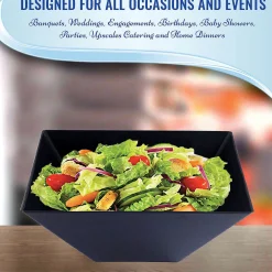 3 Qt. Black Square Plastic Serving Bowls (15 Bowls)