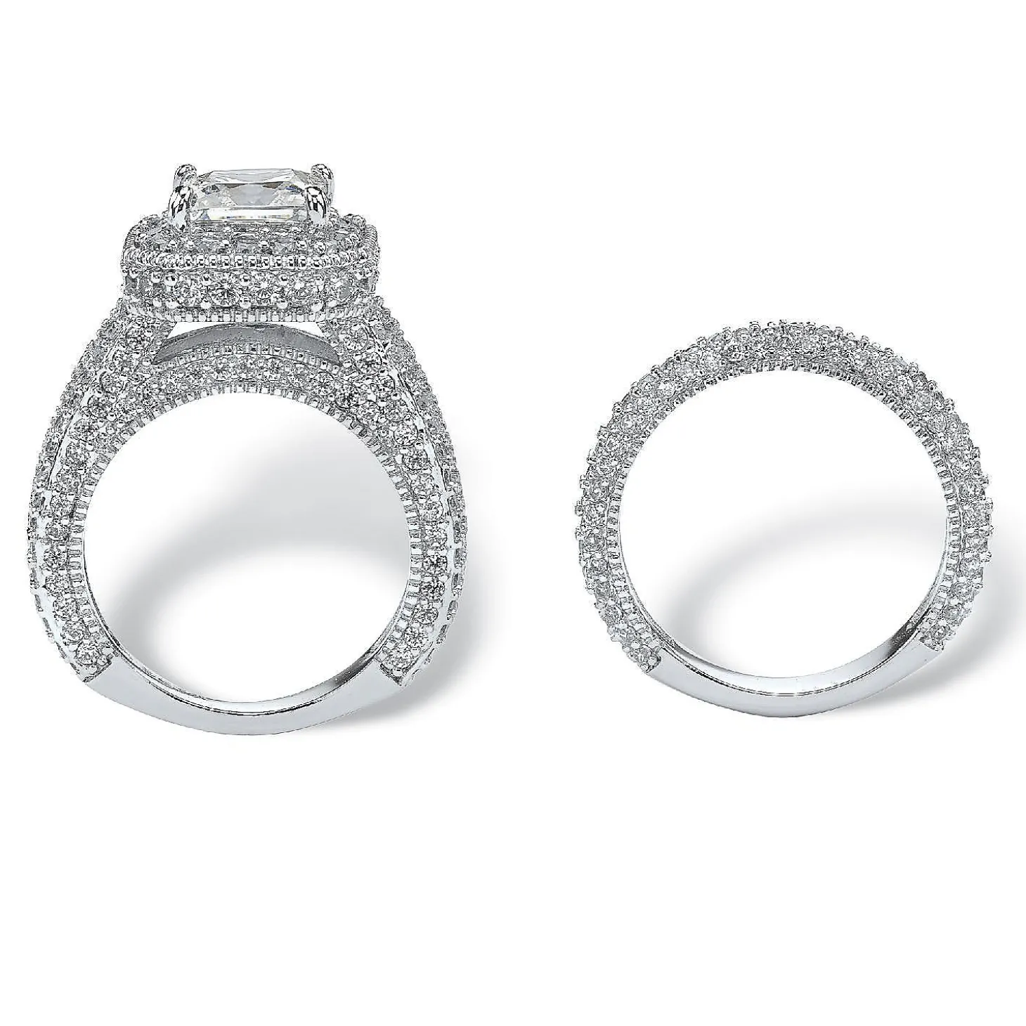 5.08 Tcw Cz Two-Piece Halo Bridal Set