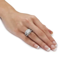 5.08 Tcw Cz Two-Piece Halo Bridal Set