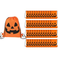 12" X 15" Bulk 50 Pc. Medium Jack-O'-Lantern Nonwoven Drawstring Bags