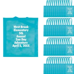 15" X 17" Bulk 144 Pc. Personalized Large Light Blue Nonwoven Tote Bags