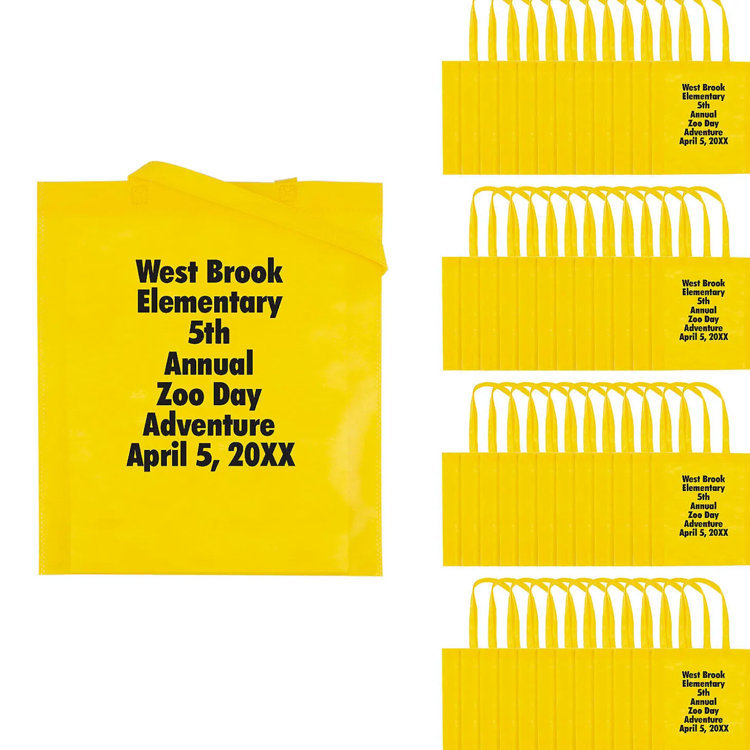 15 X 17 Bulk 300 Pc. Personalized Large Yellow Nonwoven Tote Bags