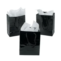 4-1/2" X 5-3/4" Small Black Paper Gift Bags - 12 Pc.