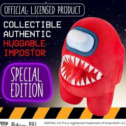 Among Us Red Impostor With Tongue Teeth Plush Huggable Plushie 10" Doll Figure Pmi International