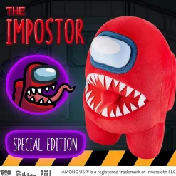 Among Us Red Impostor With Tongue Teeth Plush Huggable Plushie 10