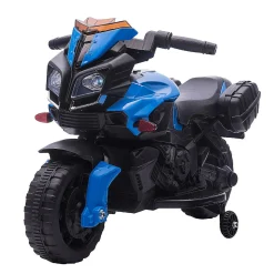 Aosom 6V Kids Motorcycle Electric Ride On W/Training Wheels Blue