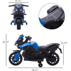 Aosom 6V Kids Motorcycle Electric Ride On W/Training Wheels Blue