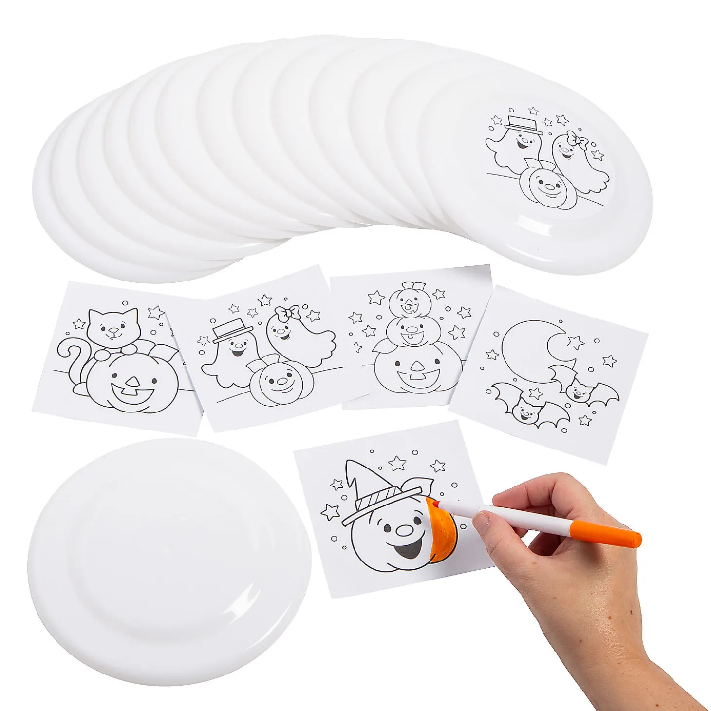 Bulk 50 Pc. Color Your Own Halloween Flying Discs