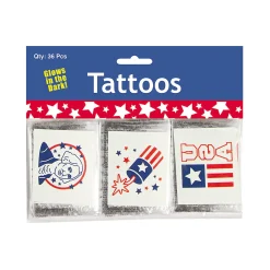 Bulk 72 Pc. Glow-In-The-Dark Patriotic Temporary Tattoos
