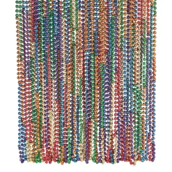 Bulk 48 Pc. Rainbow Mardi Gras Bead Necklaces
