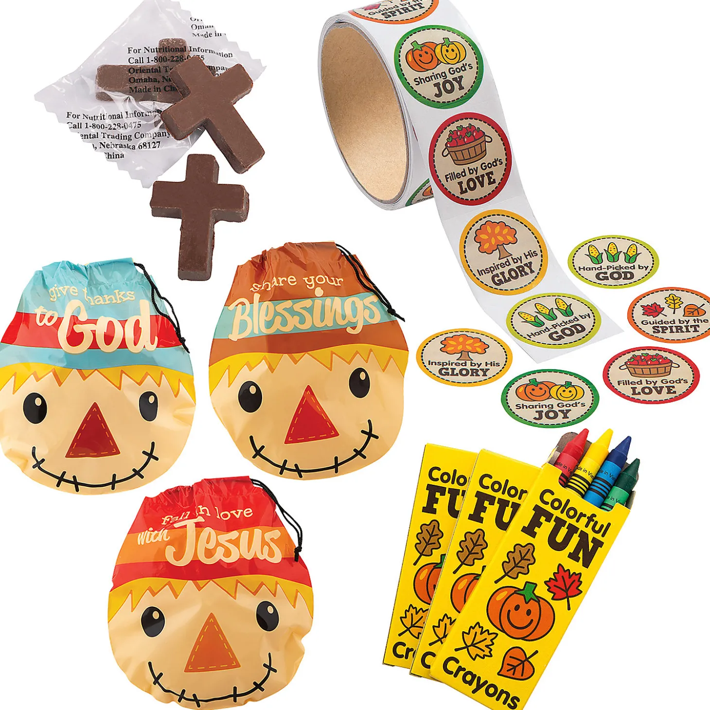 Bulk 435 Pc. Religious Fall Scarecrow Goody Bag Kit For 72
