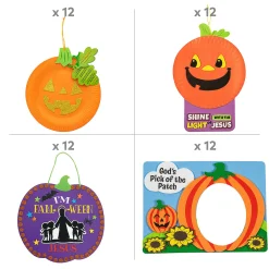 Bulk Halloween Fall-O-Ween Jesus Craft Kit Assortment - Makes 48