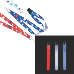 Bulk Patriotic Lanyard & Glow Stick Kit For 48