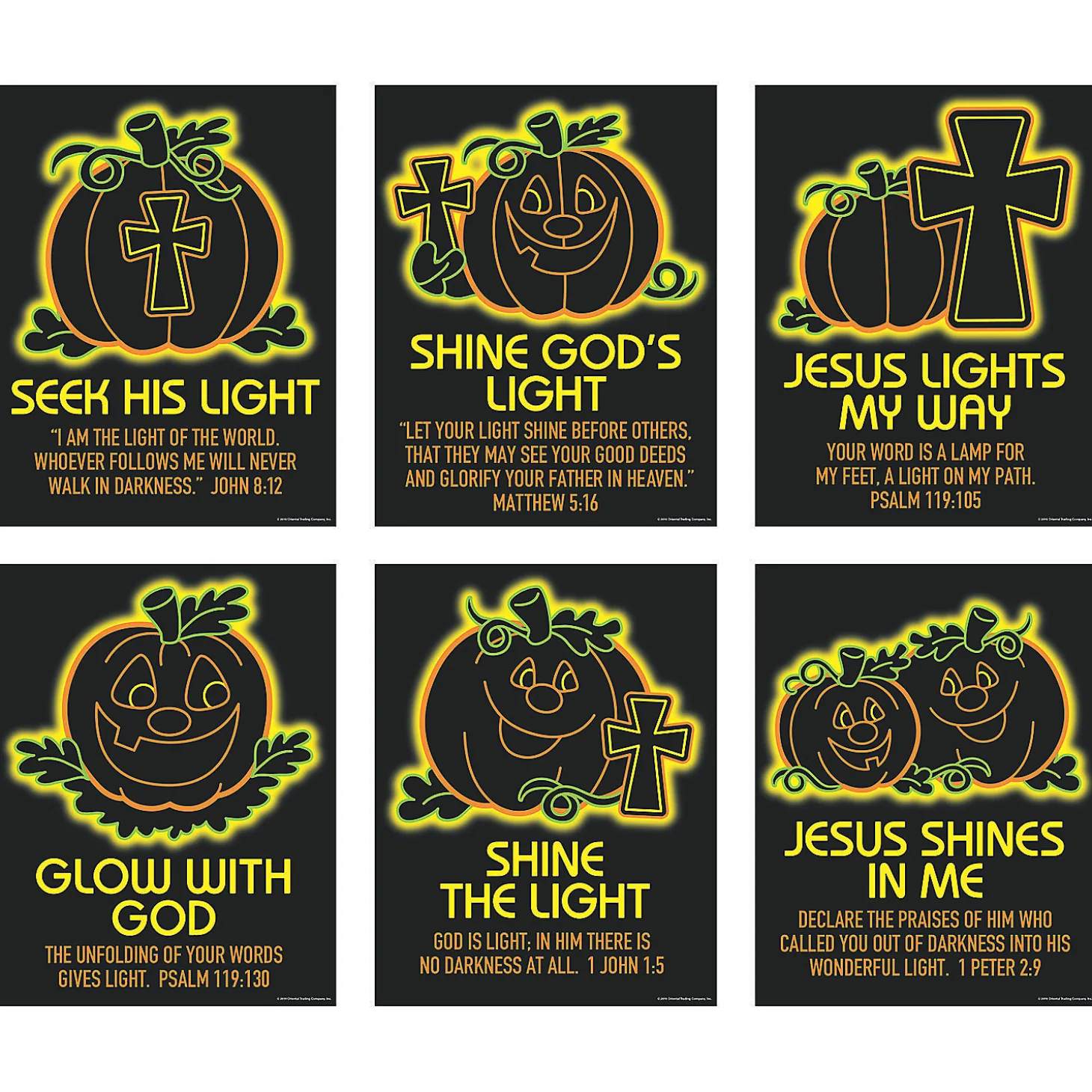 Christian Neon Pumpkin Poster Set - 6 Pc.