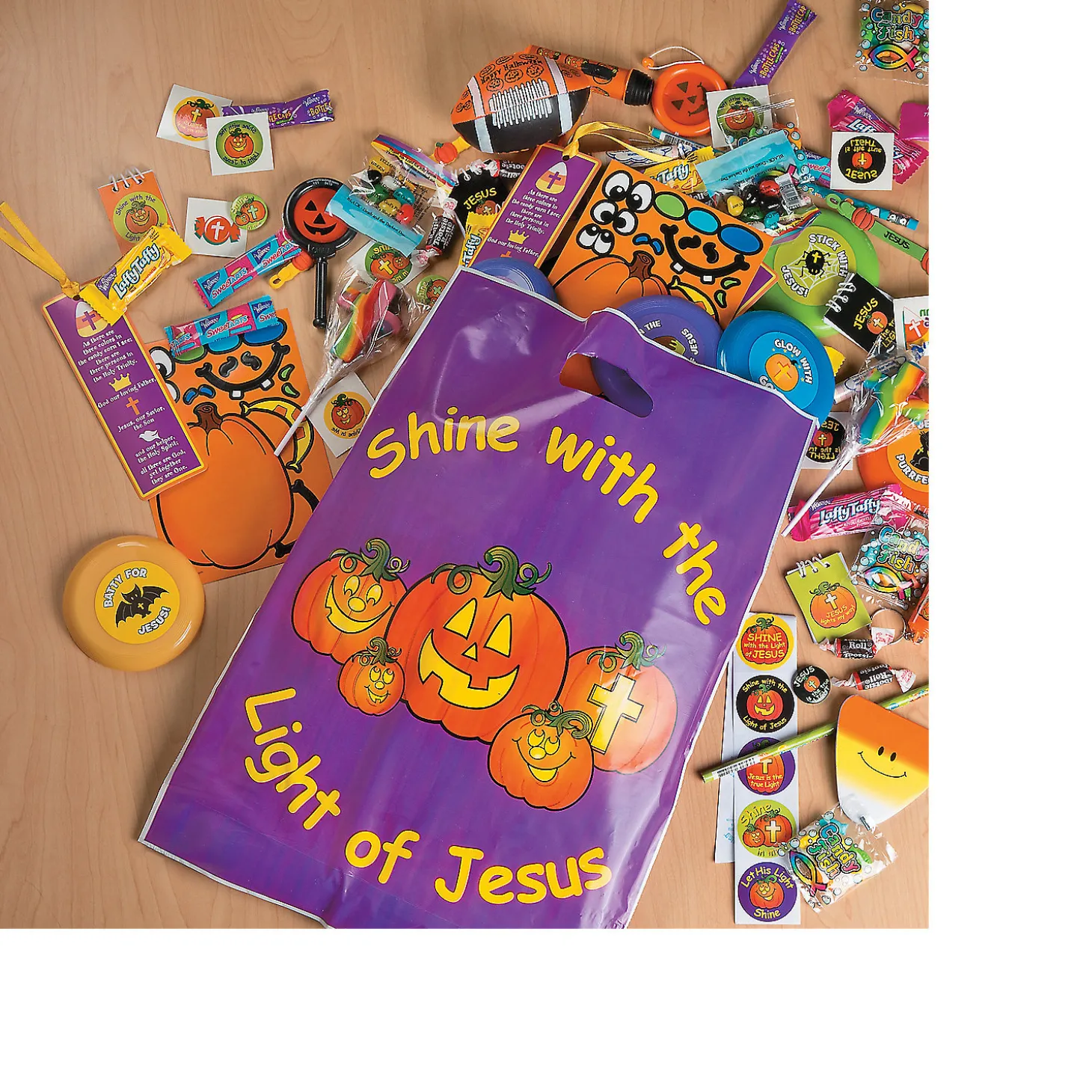 Christian Pumpkin Flashlight Keychains - 12 Pc.