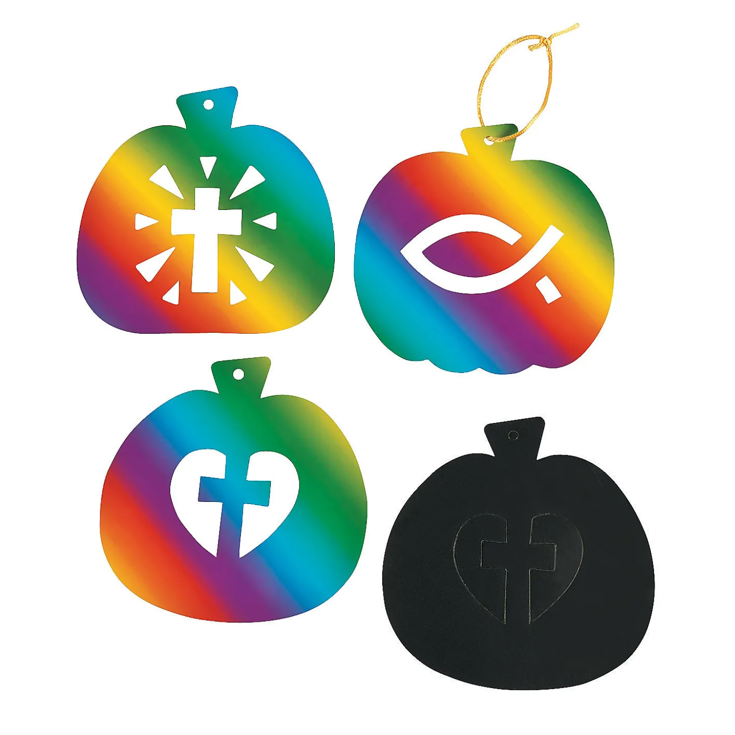 Christian Pumpkin Magic Color Scratch Ornaments With Cutout - 24 Pc.