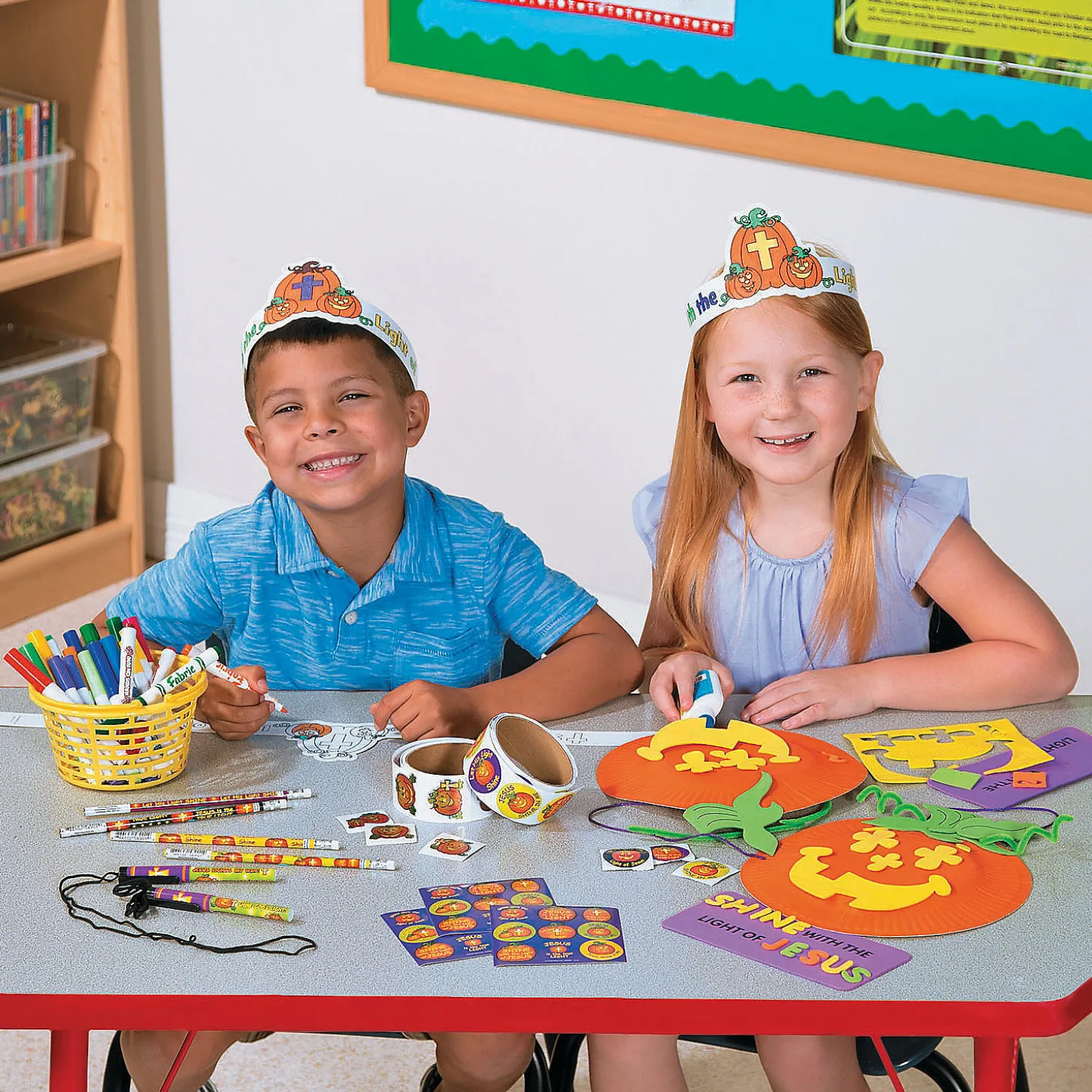 4-Color Christian Pumpkin Crayons - 24 Boxes