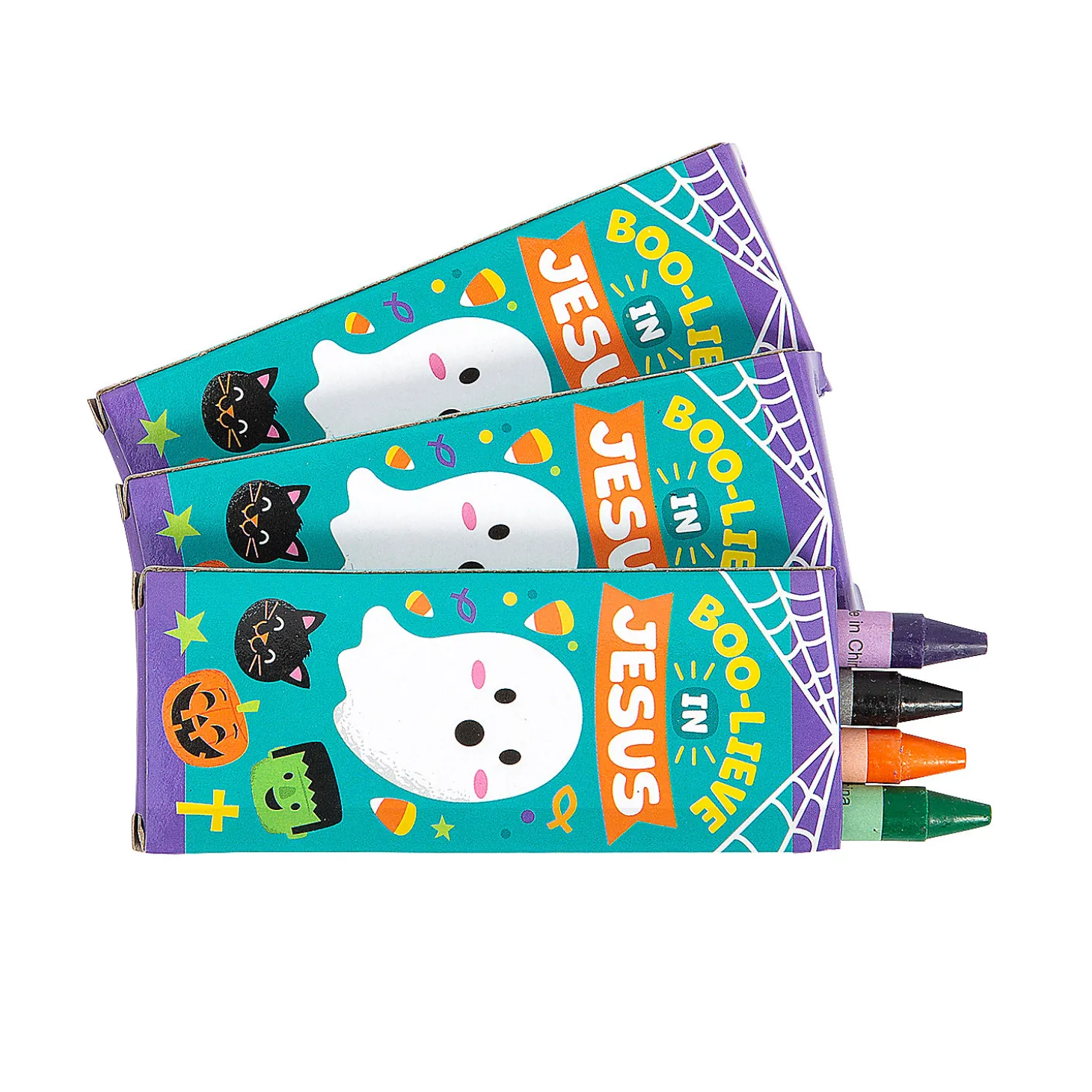 4-Color Religious Halloween Crayons – 24 Boxes