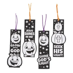 Color Your Own Christian Pumpkin Fuzzy Bookmarks - 12 Pc.