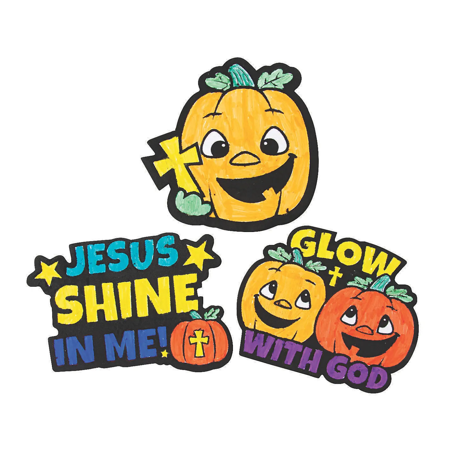 Color Your Own Christian Pumpkin Fuzzy Magnets - 12 Pc.