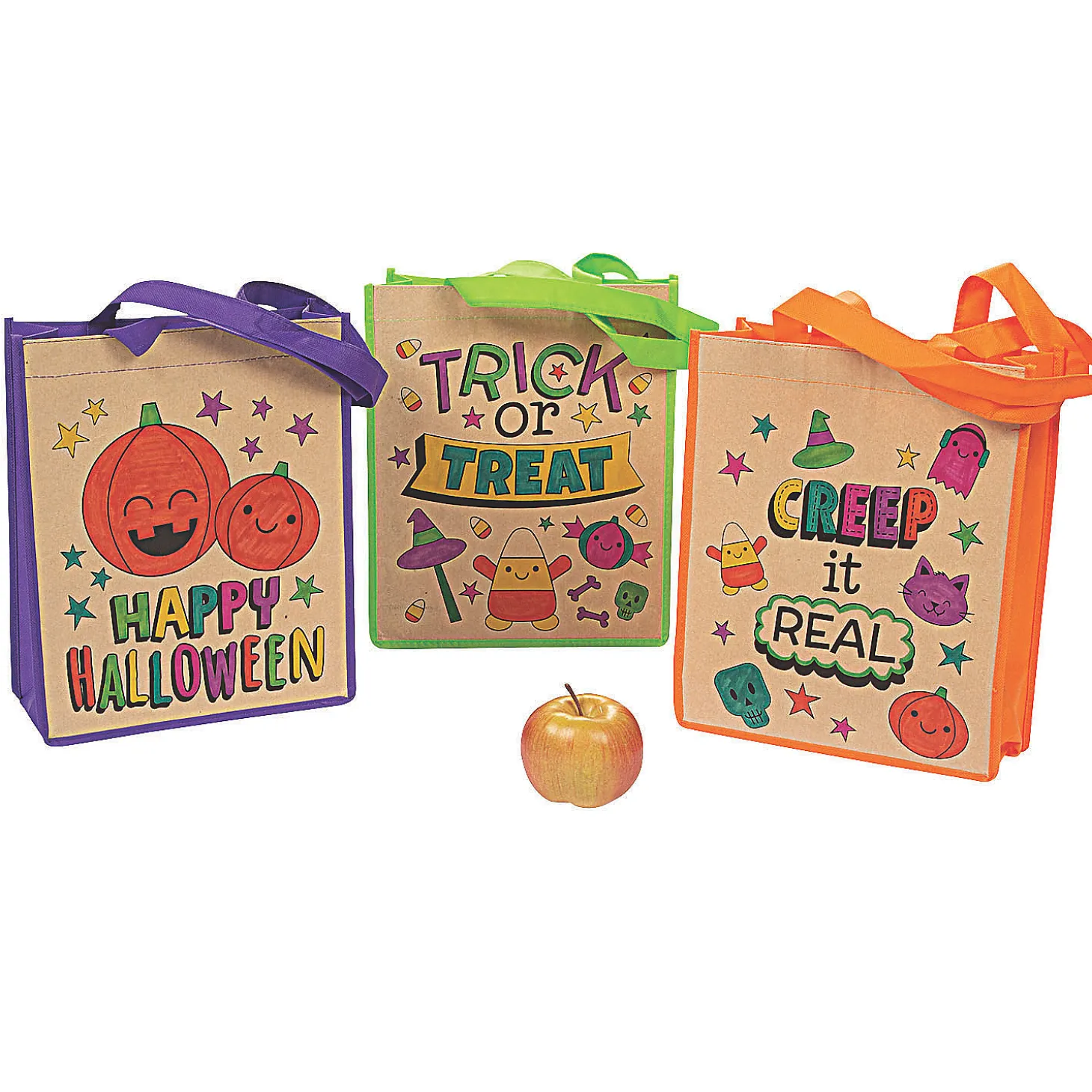 Color Your Own Large Halloween Tote Bags - 12 Pc.