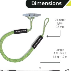 Colt Sports 2 Pack Bungee Dock Lines Mooring Rope For Boats - Green & Yellow 5 Feet - Marine Rope, Elastic Boat, Jet Ski, With Secure Stainless Steel Hooks
