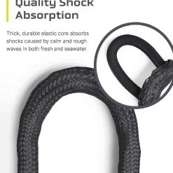 Colt Sports 2 Pack Bungee Dock Lines Mooring Rope For Boats - Black 5 Feet - Marine Rope, Elastic Boat, Jet Ski, And Dock Line With Secure Stainless Steel Hooks