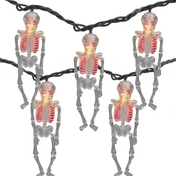 10Ct Skeleton Halloween Lights - 7.5Ft Black Wire