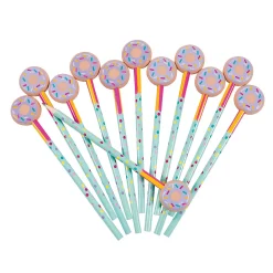 Donut Sprinkles Pencils With Pencil Top Erasers - 12 Pc.