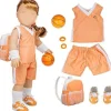 Dress Along Dolly Basketball Uniform Outfit For American 18" Dolls (8 Pc Set) - Includes Premium Handmade Doll Clothes & Accessories - Sport Halloween Costume
