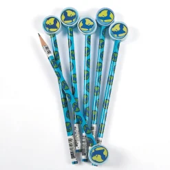 Earth Pencils With Globe Pencil Top Erasers - 12 Pc.
