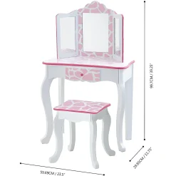 Fantasy Fields - Fashion Giraffe Prints Gisele Play Vanity Set - Pink / White