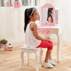 Fantasy Fields - Fashion Polka Dot Prints Gisele Play Vanity Set - Pink / White