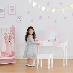 Fantasy Fields - Fashion Twinkle Star Prints Kate Play Vanity With Storage - Pink / White