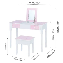 Fantasy Fields - Fashion Twinkle Star Prints Kate Play Vanity With Storage - Pink / White
