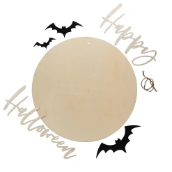 Felt Bat Happy Halloween Wood Sign Craft Kit - Makes 1
