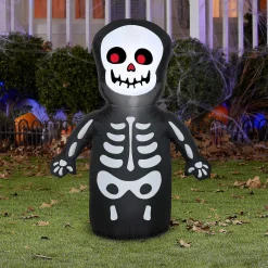 Gemmy Airblown Happy Skeleton 3.5 Ft Tall Multicolored