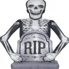 Gemmy Photorealistic Airblown Skeleton With Tombstone Giant 10 Ft Tall Multicolored