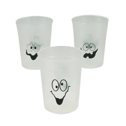 Glow-In-The-Dark Spooky Face Halloween Bpa-Free Plastic Cups - 12 Ct.