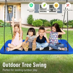 Goplus 700Lb Giant 60'' Platform Tree Swing Outdoor W/ 2 Hanging Straps Blue