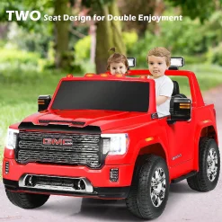 Goplus 12V 2-Seater Licensed Gmc Ride On Truck Rc Electric Car W/Storage Box Red