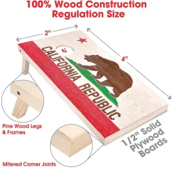 Gosports California Flag Regulation Size Wooden Cornhole Set