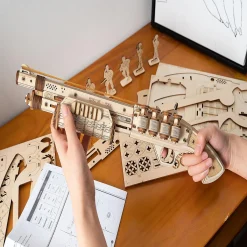 Handscraft Diy 3D Wood Puzzle Rubber Band Gun Model Toys Shotgun - 172 Pieces