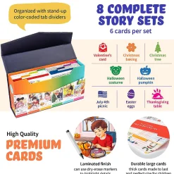 Holiday Storytelling Cards Sequence 8 Story Sets, Speech Therapy Game